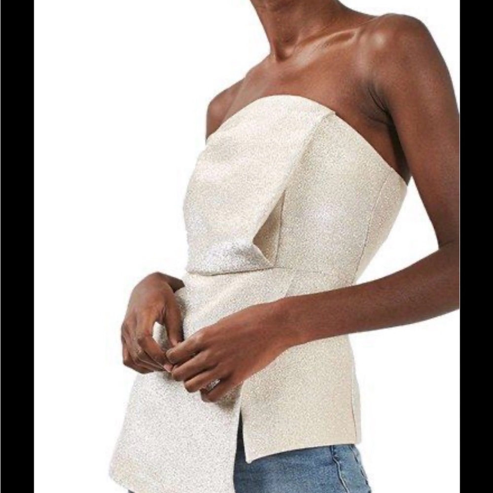 Topshop Shimmering Silver Strapless Top